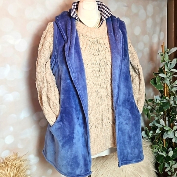 UGG Jackets & Blazers - Ugg | Blue Plush Sleeveless Hoodie